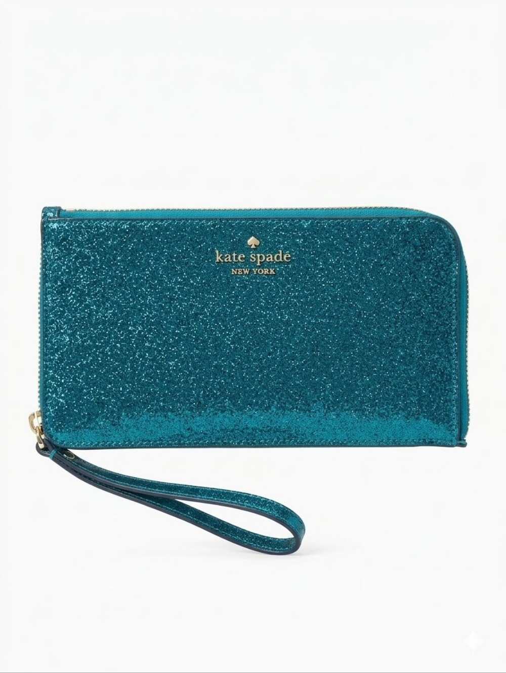 Kate Spade Green Glitter Festive Zip Wristlet NWT